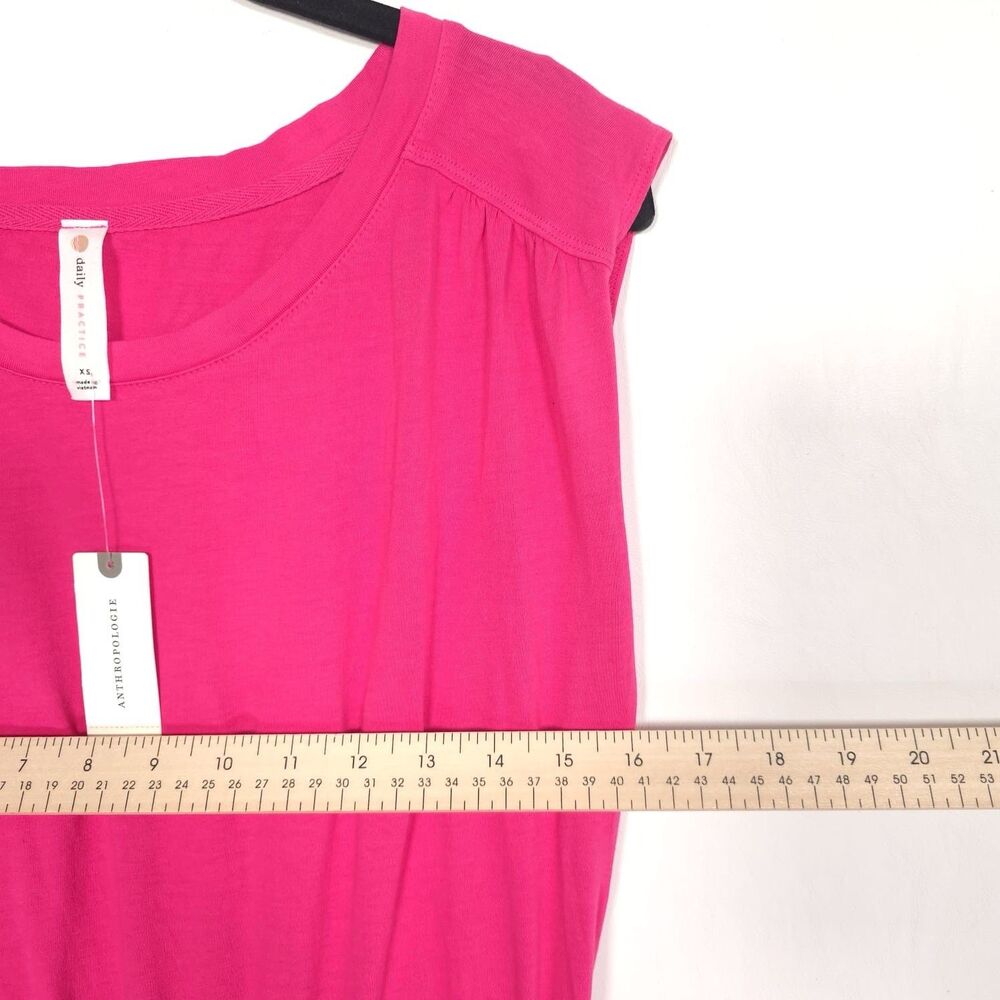 Daily PRACTICE Anthropologie NEW Everyday Tee‎ Dress XS Raspberry Rose Hot Pink - Picture 5 of 12